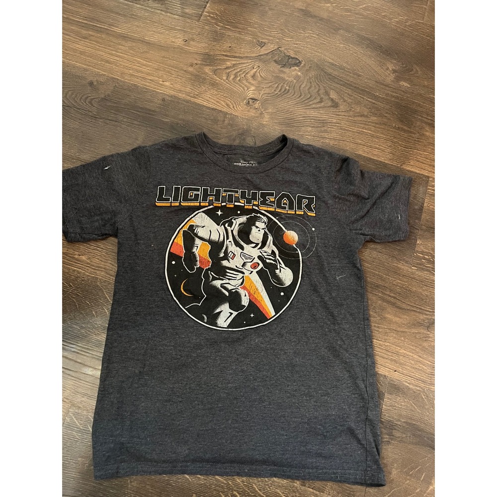 Disney Pixar Lightyear Boys Shirt Size Large Gray Buzz Graphic Tee Short Sleeve